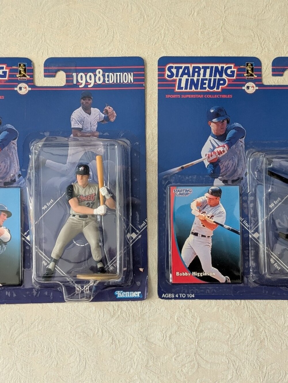 Kenner Starting Lineup 1998 MLB Baseball Figures Lot 2 Erstad Higginson Cards